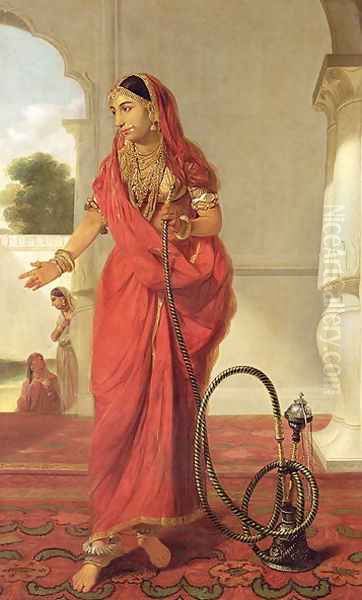 An Indian Dancing Girl with a Hookah Oil Painting by Tilly Kettle