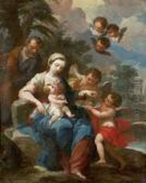 Sainte Famille Avec Saint Jean-baptiste Oil Painting by Sebastiano Conca