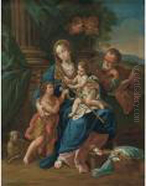 Sacra Famiglia Con San Giovannino Oil Painting by Sebastiano Conca