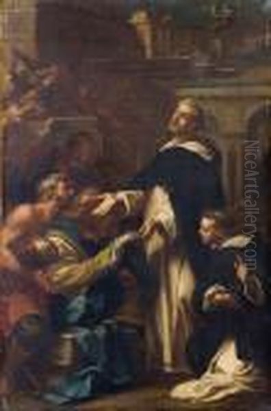 San Domenico Fa Resuscitare Unmuratore Oil Painting by Sebastiano Conca