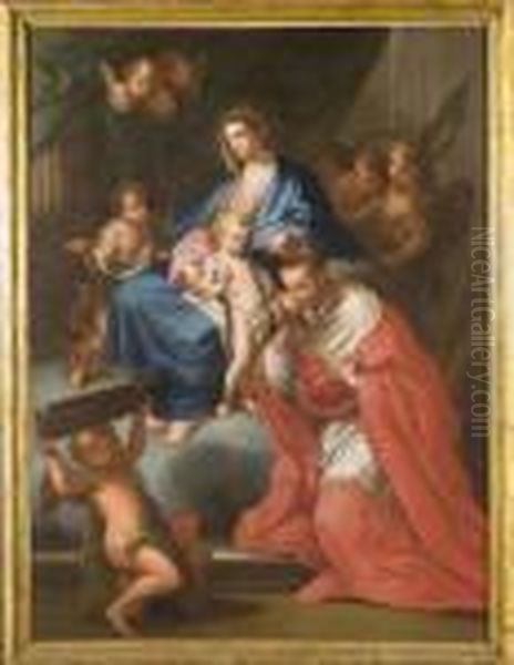 La Vergine Con San Carlo Borromeo Oil Painting by Sebastiano Conca