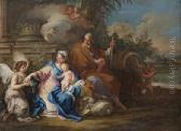 The Rest On The Flight To Egypt Oil Painting by Sebastiano Conca