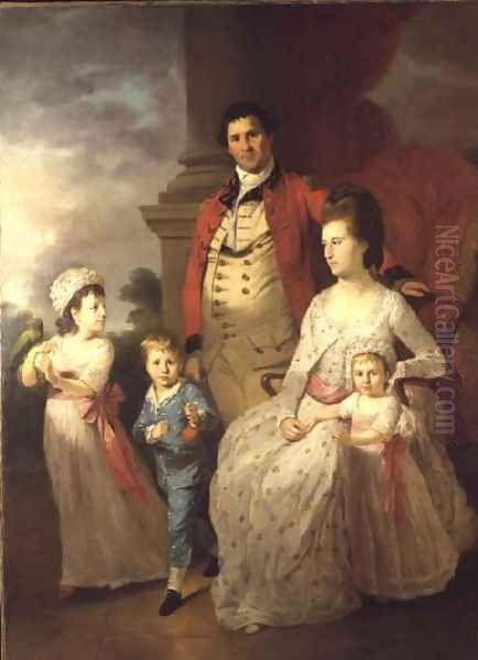 Group Portrait of Col John Fortnom and his wife Jane their son Thomas William and their two daughters Oil Painting by Tilly Kettle