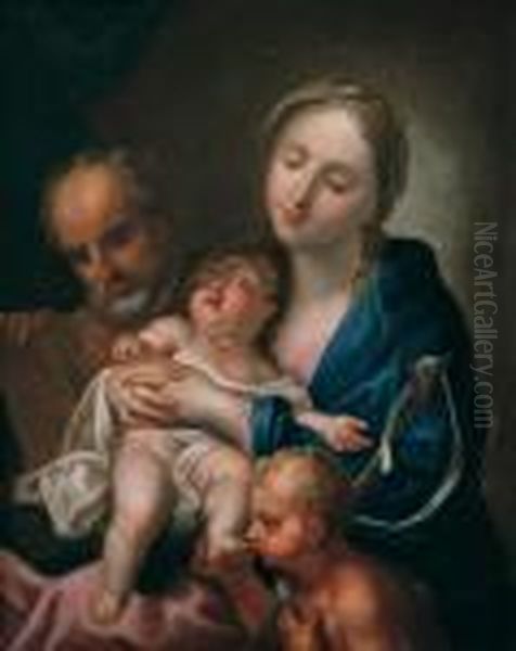 Sacra Famiglia Con San Giovannino Oil Painting by Sebastiano Conca