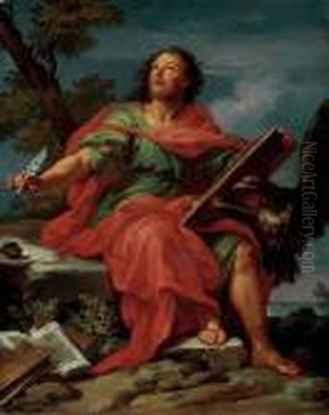 Saint John The Evangelist On Patmos Oil Painting by Sebastiano Conca