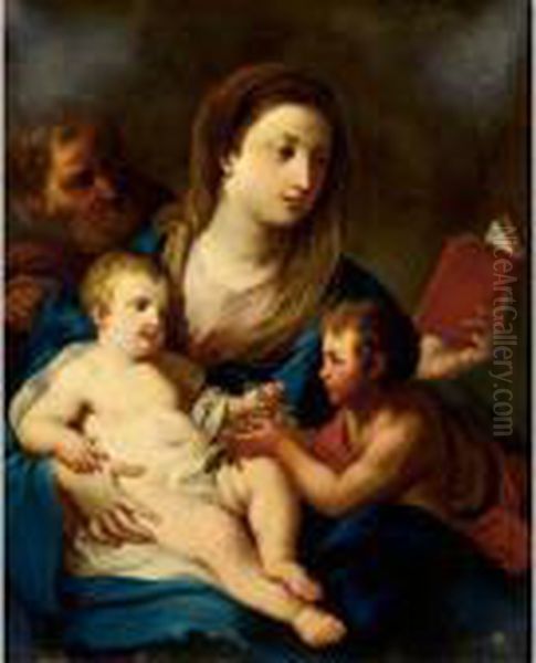 The Holy Family Together With Saint John Oil Painting by Sebastiano Conca