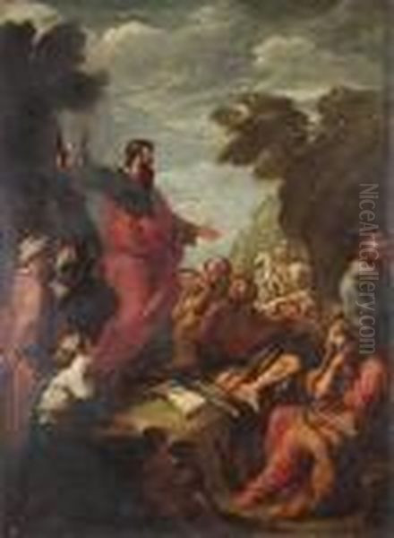 Saint John Preaching To The Multitude Oil Painting by Sebastiano Conca