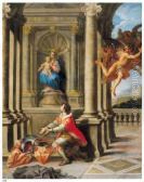 Sant'ignazio Da Loyola Depone Le Armi Davanti Alla Vergine Oil Painting by Sebastiano Conca