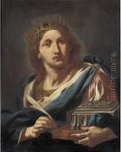 King Solomon Holding A Model Of The Temple Oil Painting by Sebastiano Conca