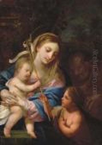 The Holy Family With Saint John The Baptist Oil Painting by Sebastiano Conca