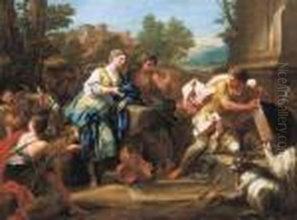 Jacob And Rachel At The Well Oil Painting by Sebastiano Conca