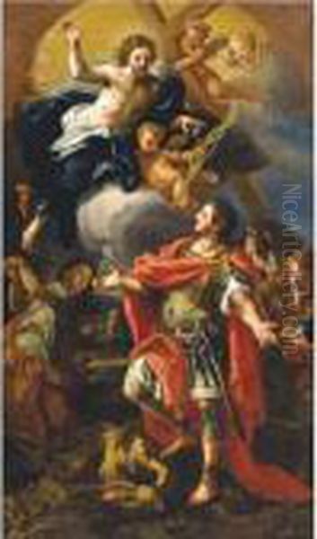 Christ Appearing To A Roman Soldier Oil Painting by Sebastiano Conca