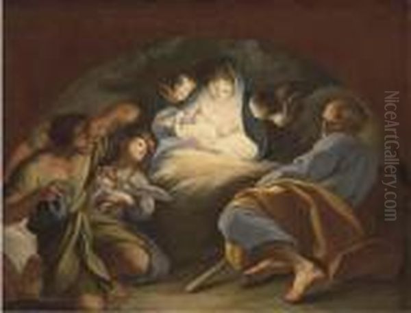 The Adoration Of The Shepherds, In A Feigned Arch Oil Painting by Sebastiano Conca