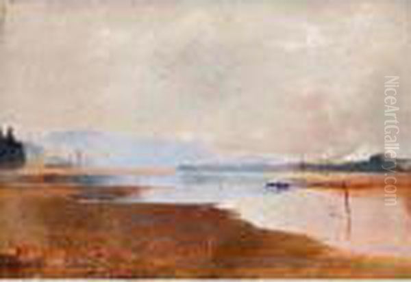 River Landscape Oil Painting by Charles Edward Conder