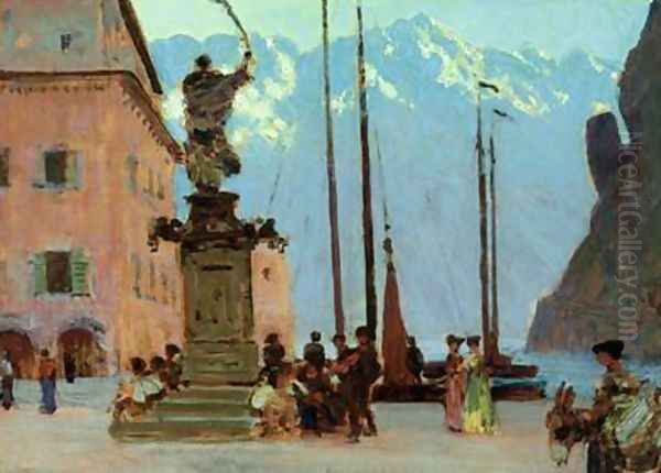 Riva del Garda Italy Oil Painting by Louis Kolitz