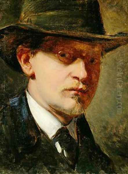 Self Portrait with Hat Oil Painting by Louis Kolitz