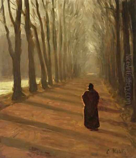 Avenue at Kuechengraben in the Karlsaue Park Kassel Oil Painting by Louis Kolitz