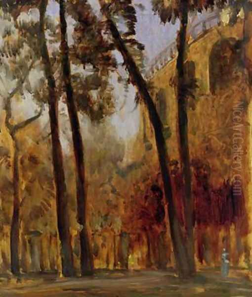 View of the Arcade Wall of the Henschel Gardens from Karlsaue Kassel Oil Painting by Louis Kolitz