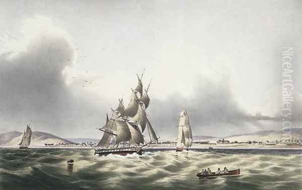 Vessels Leaving Port Royal Oil Painting by Joseph Bartholomew Kidd