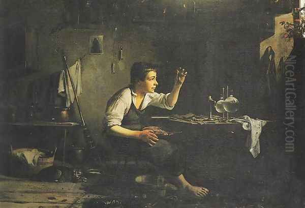 Shoemaker Oil Painting by Waclaw Koniuszko