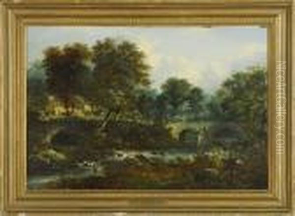 The Old Cramond Bridge On The Almond Oil Painting by John Constable