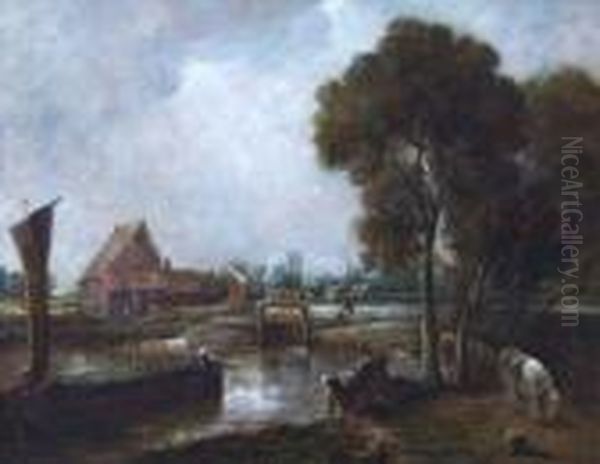 Dedham Mill Oil Painting by John Constable