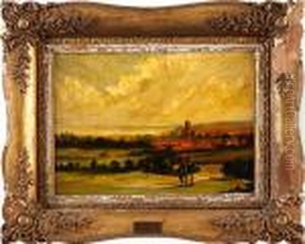 Landscape With Distant Church Oil Painting by John Constable