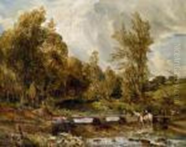 Landschaft Mit Bach, Brucke Und Reiter Oil Painting by John Constable