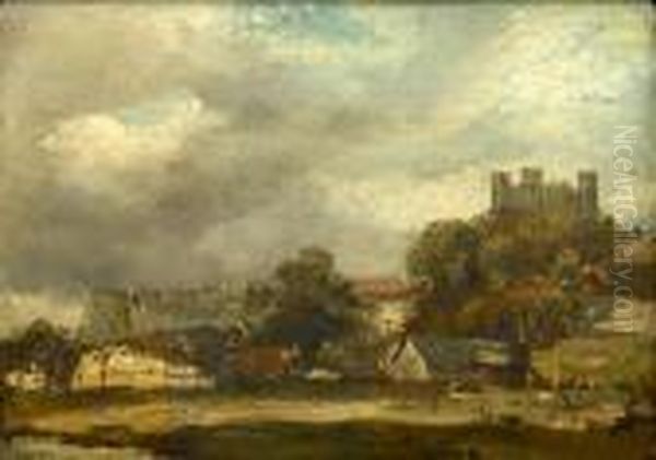 A View Of Rochester Castle Oil Painting by John Constable