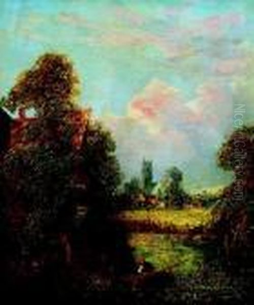 Paysage Anime Au Moulin Oil Painting by John Constable