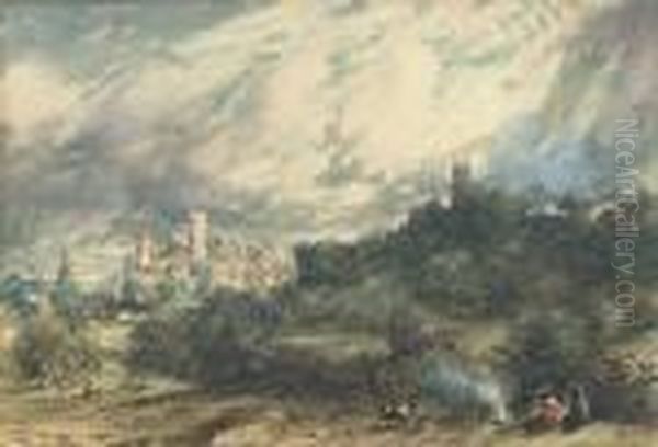 Warwick Castle From The Kenilworth Road, Warwickshire Oil Painting by John Constable