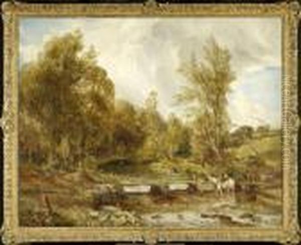 Landscape With A Brook And A Bridge Oil Painting by John Constable