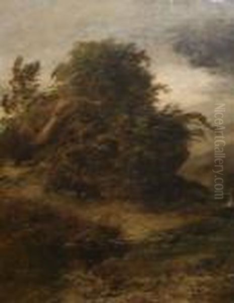 Wooded River Landscape Oil Painting by John Constable