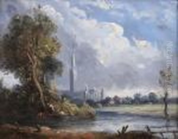 Salisbury Cathedral Oil Painting by John Constable