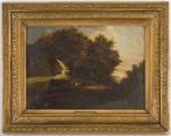 Depicting A Cottage In A Country Landscape Oil Painting by John Constable