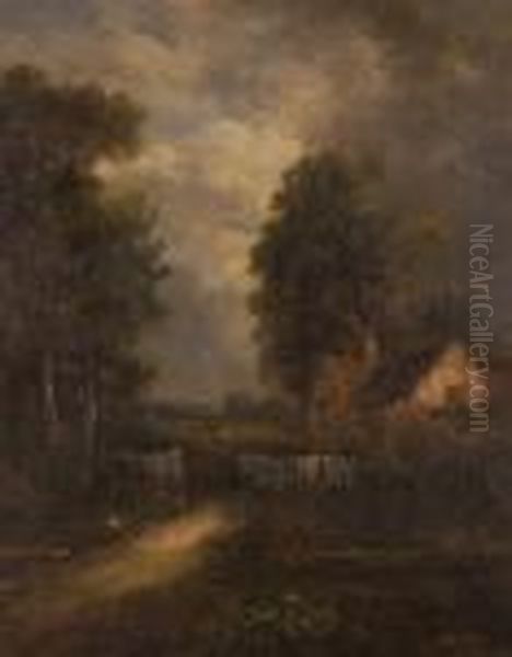 A Rural Cottage Oil Painting by John Constable