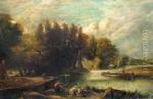 The Young Waltonians, Stratford Mill Oil Painting by John Constable