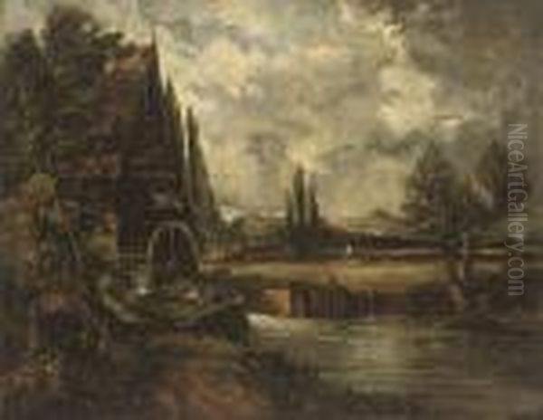 Dedham Mill Oil Painting by John Constable