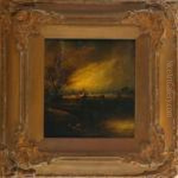 A Landscape Scenery With A Shephard Oil Painting by John Constable