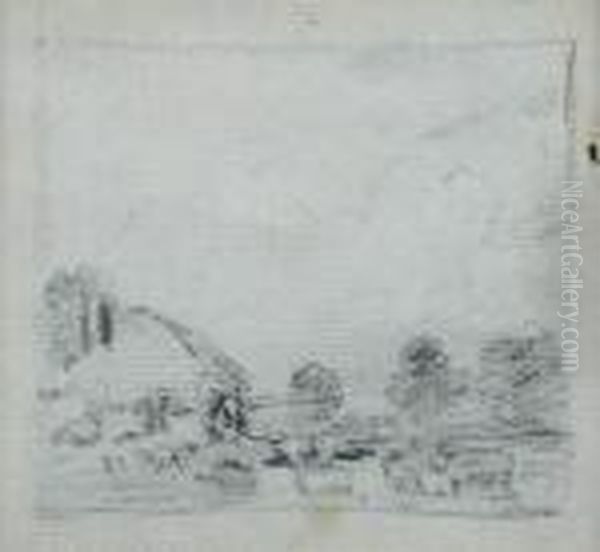 Cottage In A Landscape Pencil 8 X
 8cm Provenance: From The Isaacs Collection Sabin Galleries Ltd Oil Painting by John Constable