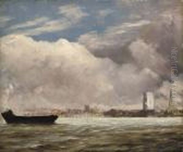 View On The Thames Near Battersea Bridge, With Chelsea Beyond, London Oil Painting by John Constable