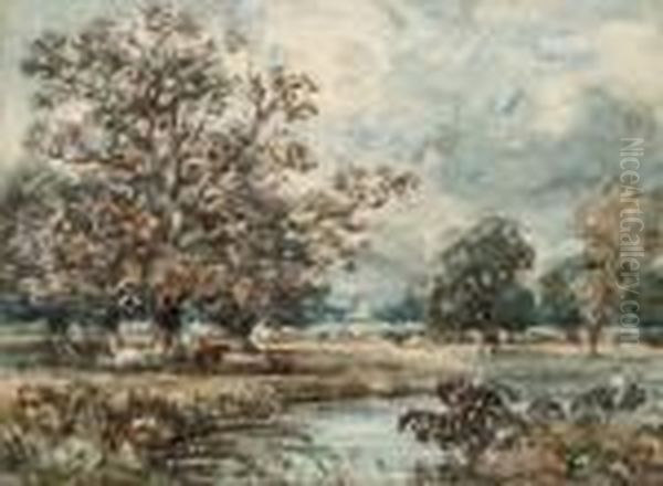 View Near Dedham, Suffolk Oil Painting by John Constable