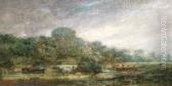 Dedham Lock Oil Painting by John Constable