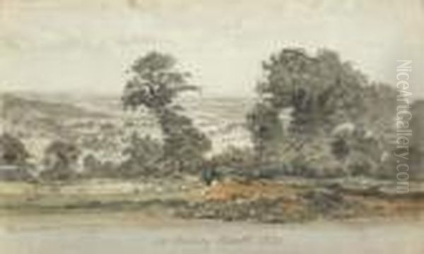 Watercolour at Bushey Heath 1824inscribed Dated 1824 5 X 8 Oil Painting by John Constable