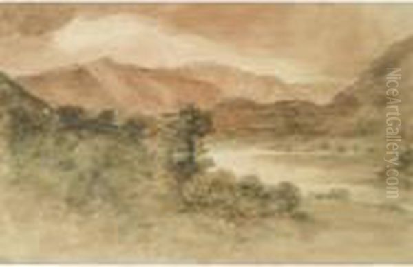 Looking South From Near Red Brow Towards Rosthwaite Oil Painting by John Constable