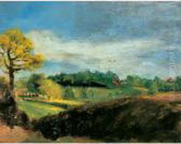 East Bergholt Common: View To 
The Rectory From The Fields Behind Golding Constable's House Oil Painting by John Constable