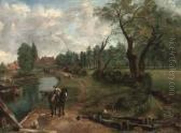 Flatford Mill Oil Painting by John Constable