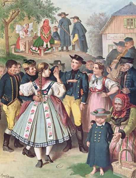 Village Fete in Bohemia Oil Painting by Albert Kretschmer