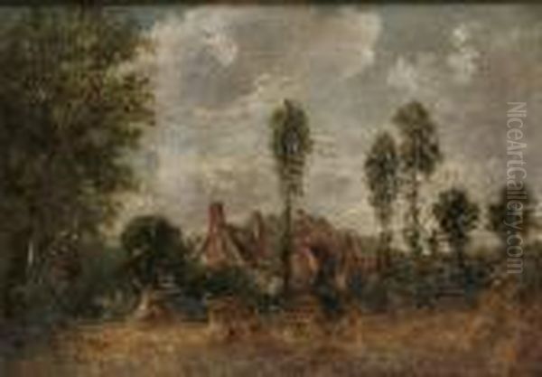 Landscape With Cottages Oil Painting by John Constable