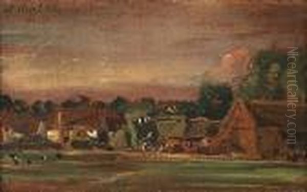 A Sketch Of East Bergholt From East Bergholt House Oil Painting by John Constable